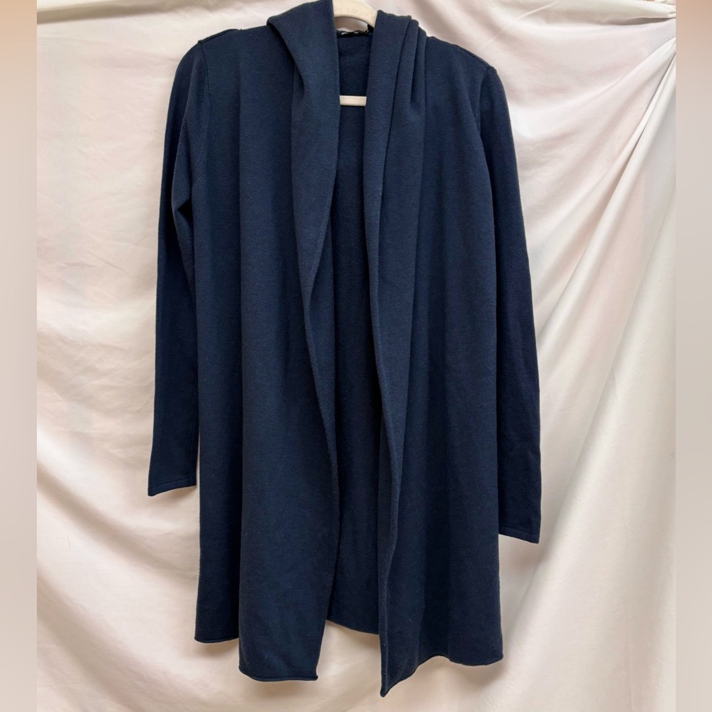 Jarbo navy sweater size 1 small wool blend oversized fit hood cardigan